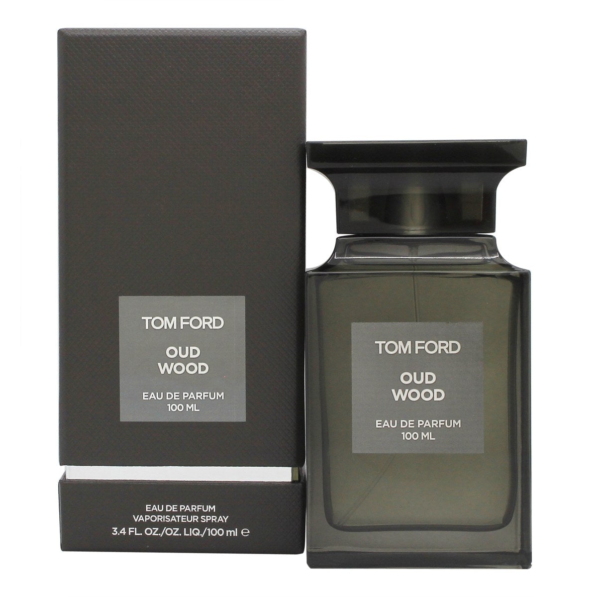 Tom Ford Private Blend Oud Wood Eau de Parfum 100ml fra Tom Ford, 100 ml ravglasflakon med sort låg og gylden frontetiket.