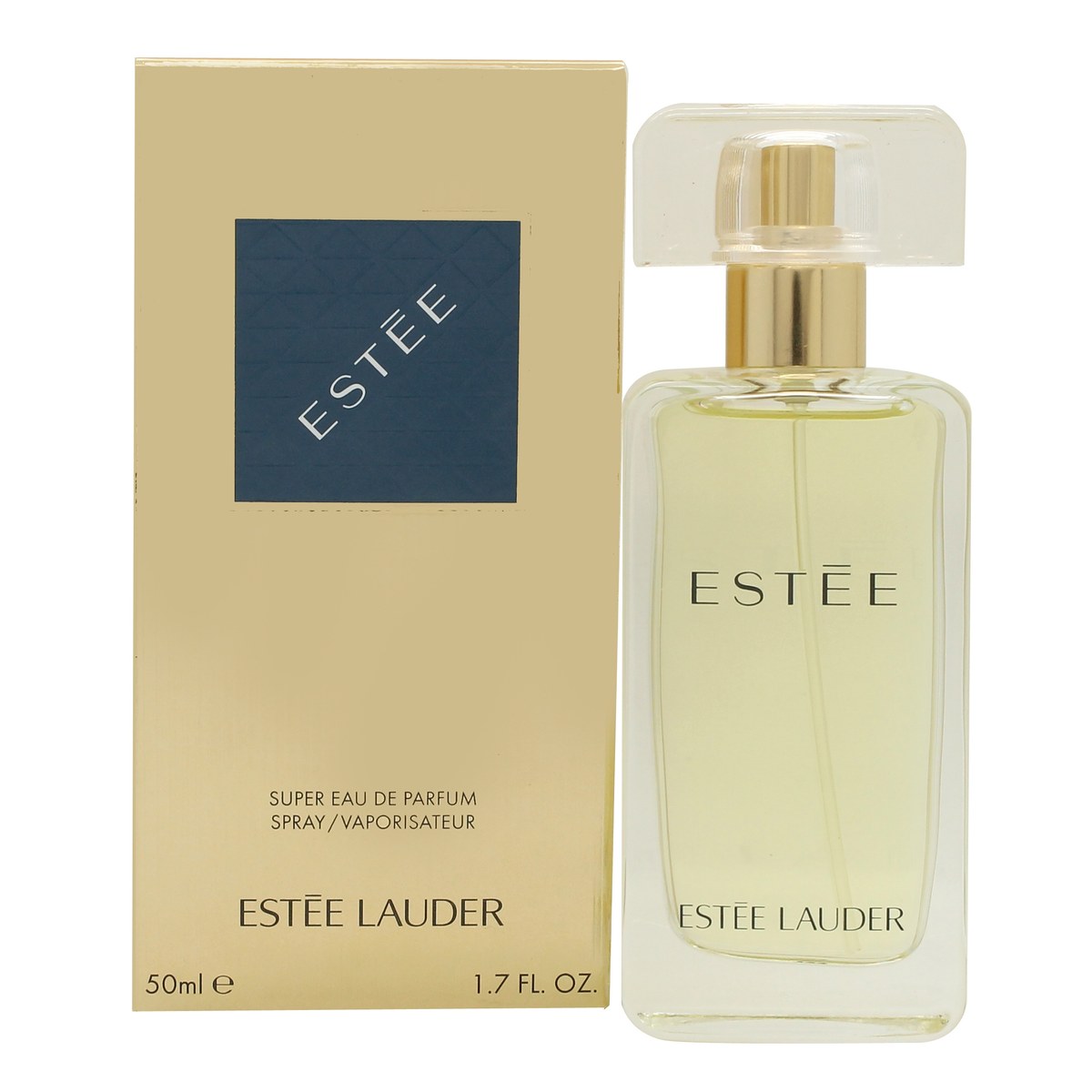 Estee Lauder Estee Super Eau de Parfum 50 ml fra Estée Lauder – klar glasflakon med ravgylden duft og guldkantet låg