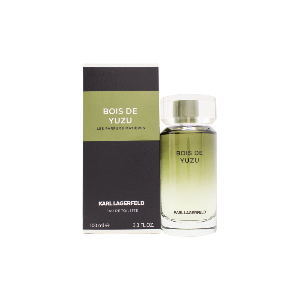 Bois De Yuzu Eau De Toilette Karl Lagerfeld 100 ml cylindrisk glasflaske i olivengrøn nuance med enkelt, maskulint design