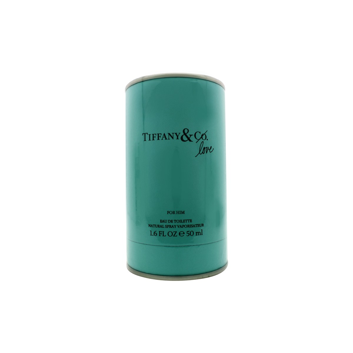 Tiffany & Co Love for Him Eau de Toilette 50 ml i klar, kantet glasflakon med sølvfarvet låg og Tiffany-blå æske
