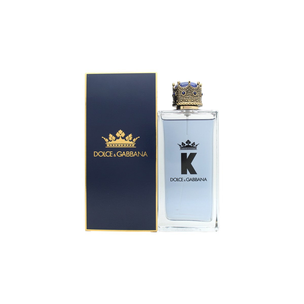 Dolce & Gabbana K Eau de Toilette 150 ml – kongeblå glasflakon med sølvkrone og maskulint, kantet design