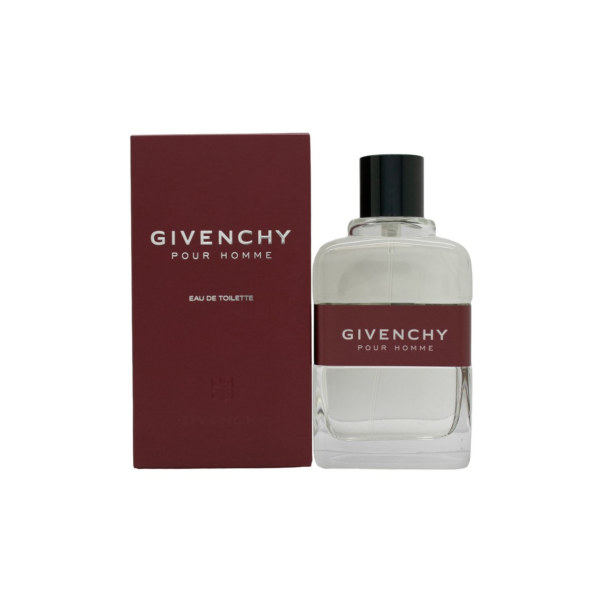 Givenchy Pour Homme Eau De Toilette 100 ml flakon i klart glas med sølvgråt låg og minimalistisk, maskulint design
