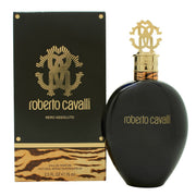 Roberto Cavalli Nero Assoluto Eau de Parfum Roberto Cavalli 75 ml – sort slank glasflaske med gyldent låg og diskret mønster