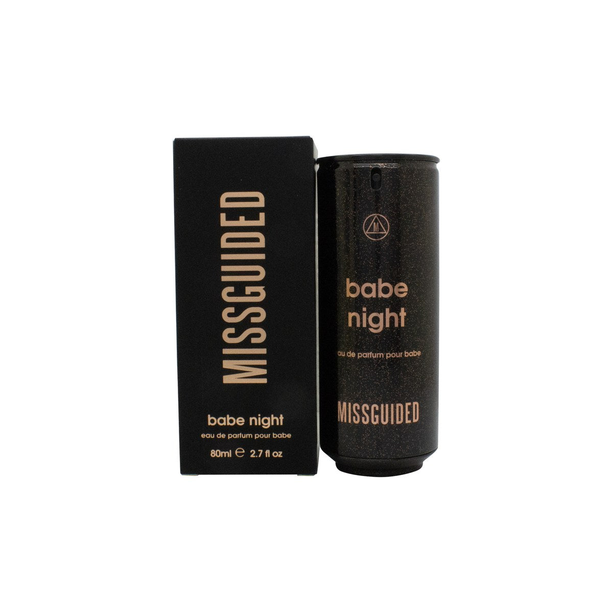 Missguided Babe Night Eau de Parfum 80 ml, mørk violet facetslebet flakon med guldfarvet låg og feminint design.