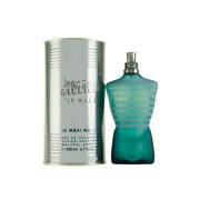 Le Male Eau De Toilette Jean Paul Gaultier 200 ml – torsoformet glasflakon med lyseblå striber og mat overflade