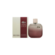 Lacoste L.12.12 Rose Eau Intense Eau de Toilette 100 ml – rosa cylindrisk flakon med pikéstruktur og sølvkrokodillelogo.
