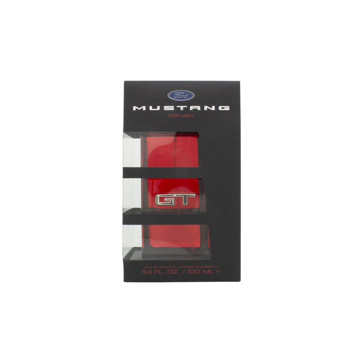 Mustang GT Eau de Toilette 100ml, Mustang, 100 ml – mørk glasflakon med sølvfarvet låg og GT-logo i maskulint design