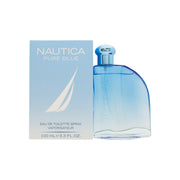 Nautica Pure Blue Eau de Toilette fra Nautica – klar blå glasflakon med sølvfarvet låg og minimalistisk design