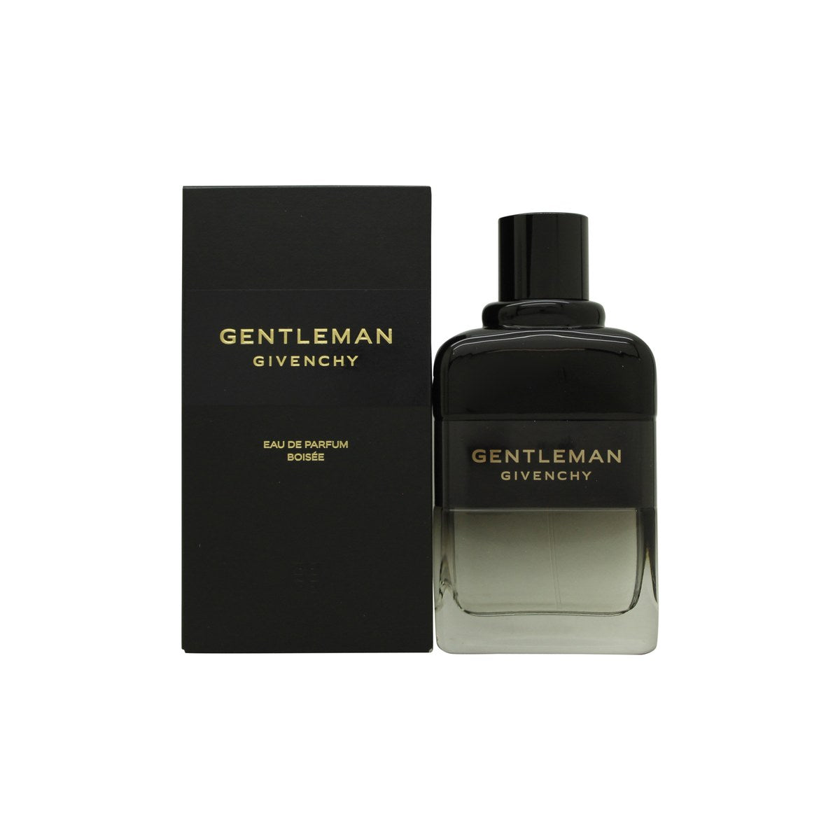 Gentleman Boisée Eau De Parfum Givenchy 100 ml, mørktonet glasflaske med kraftig bund og bånd i mørkt trælook