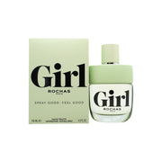 Rochas Girl Eau De Toilette, Rochas, 100 ml – lysegrøn transparent glasflaske med bløde, afrundede former og sort, rund hætte