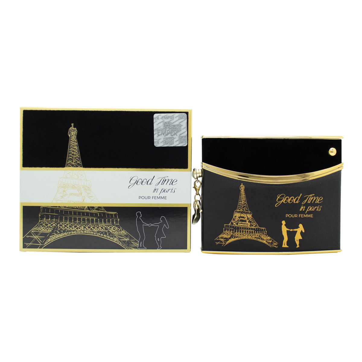 Le Chameau Good Time In Paris Eau de Parfum 80 ml – klar glasflaske med lyserød væske og guldlåg i firkantet design