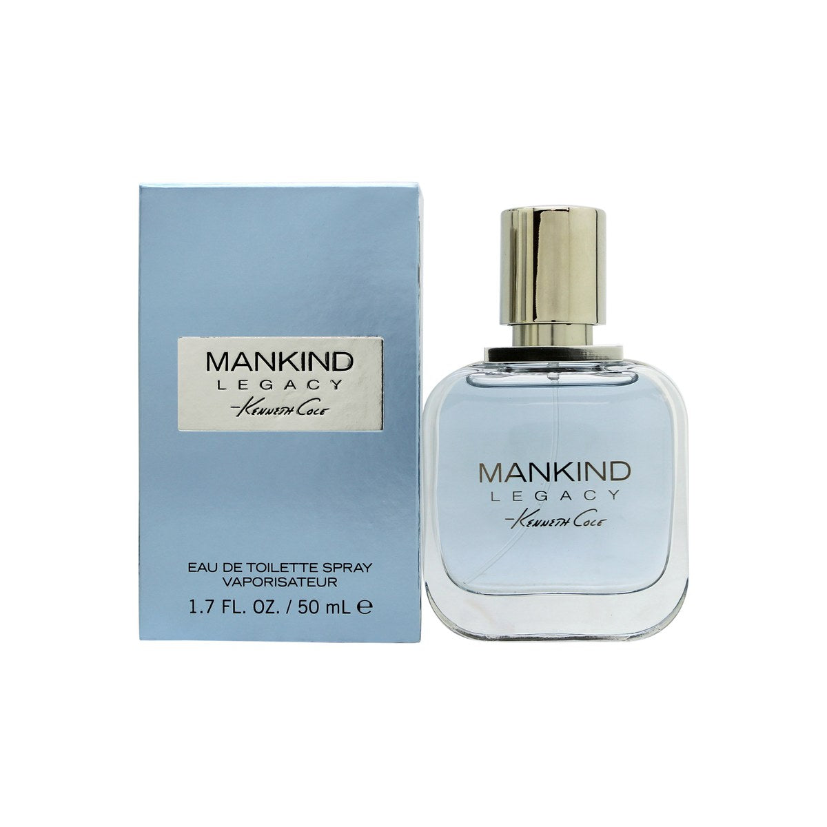 Kenneth Cole Mankind Legacy Eau De Toilette 50 ml i klar blåtonet glasflaske med sølvfarvet låg og rene linjer