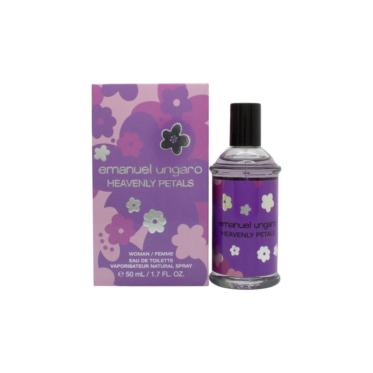 Emanuel Ungaro Heavenly Petals Eau de Toilette 50 ml – klar glasflakon med rosa tone og sølvfarvet låg