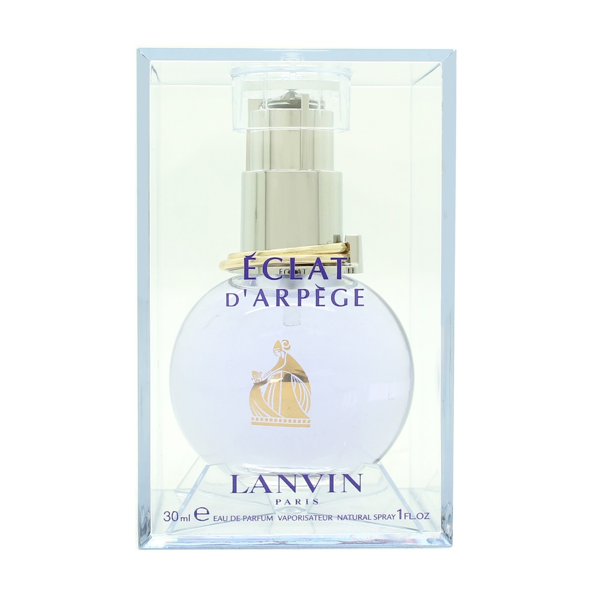 Lanvin Eclat d'Arpege Eau de Parfum 30 ml Lanvin rund, lyslilla glasflakon med sølvkapsel og elegant ringdetalje
