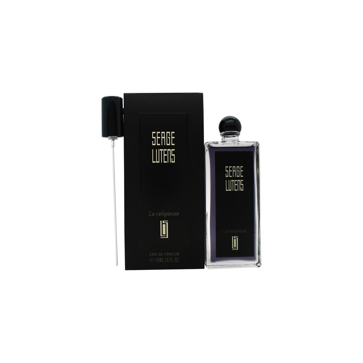 Serge Lutens La Religieuse Eau De Parfum 50 ml – sort rektangulær glasflaske med sort label, minimalistisk og mystisk udtryk.