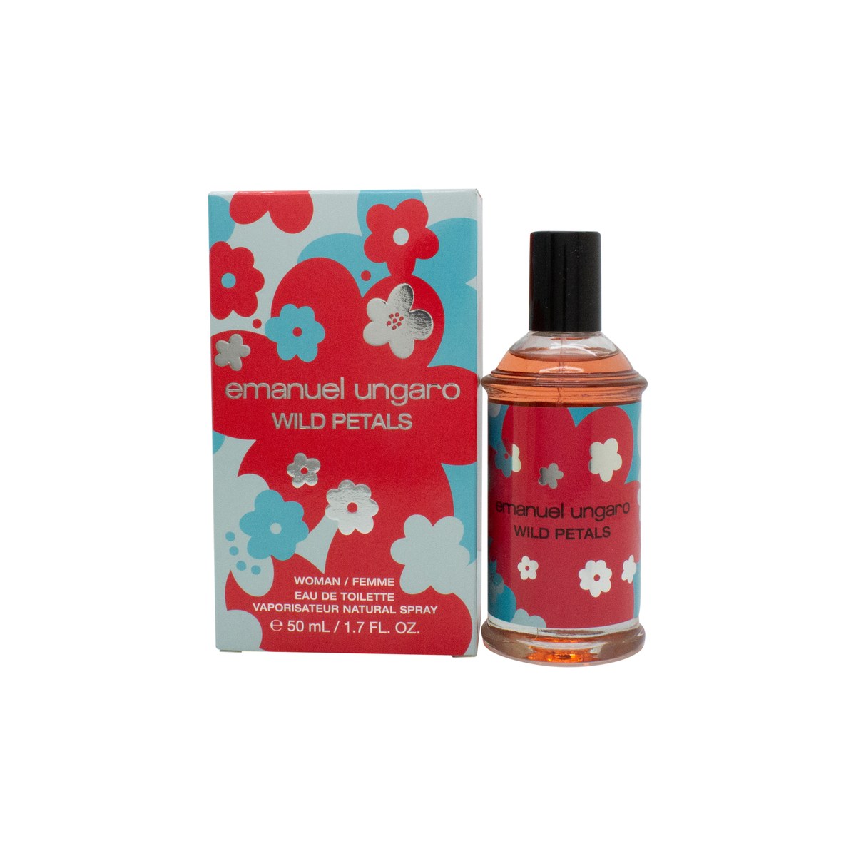 Emanuel Ungaro Wild Petals Eau de Toilette, Emanuel Ungaro, 50 ml – rosa gradient glasflakon med rund form og sølvfarvet låg