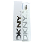 DKNY Energizing Eau de Toilette, DKNY, 50 ml – slank klar glasflaske med sølvkork og frisk grøn væske.