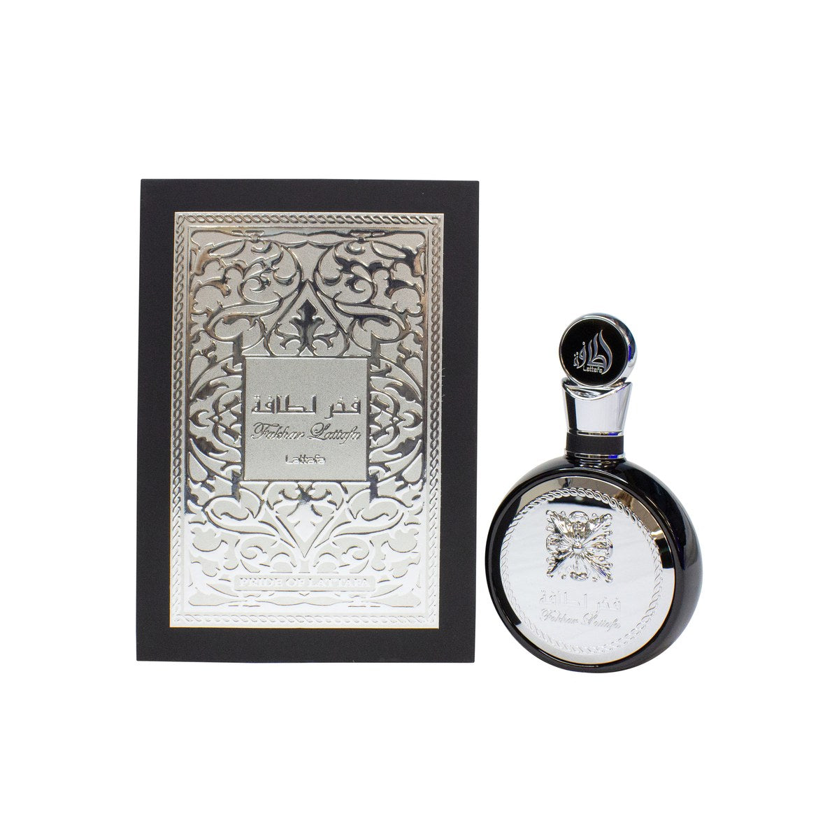 Lattafa Fakhar Black Eau de Parfum 100 ml fra Lattafa i sort rektangulær flakon med gulddetaljer og minimalistisk design