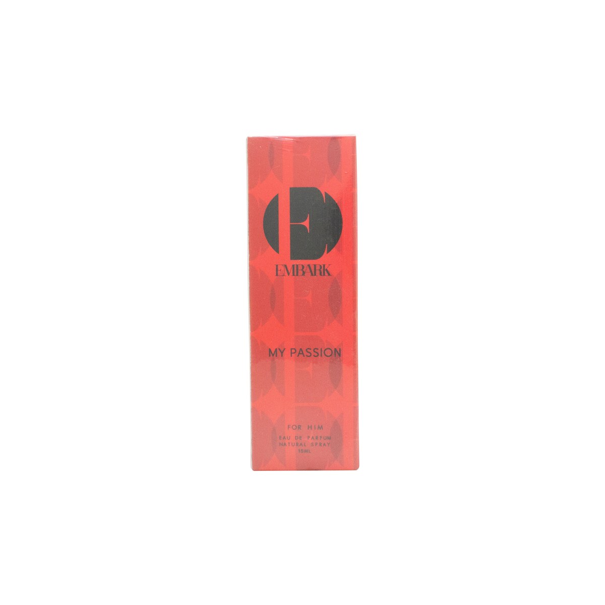 Embark My Passion For Him Eau de Parfum 15 ml fra Embark – kompakt mørk glasflakon med sorte og røde detaljer og firkantet design