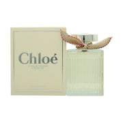 Chloé Eau de Parfum Lumineuse, Chloé, 100 ml – klar riflet glasflaske med beige sløjfe og gyldent låg