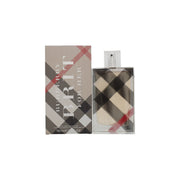 Burberry Brit Woman Eau de Parfum 100ml, Burberry – rektangulær glasflakon med beige tern og sølvfarvet låg