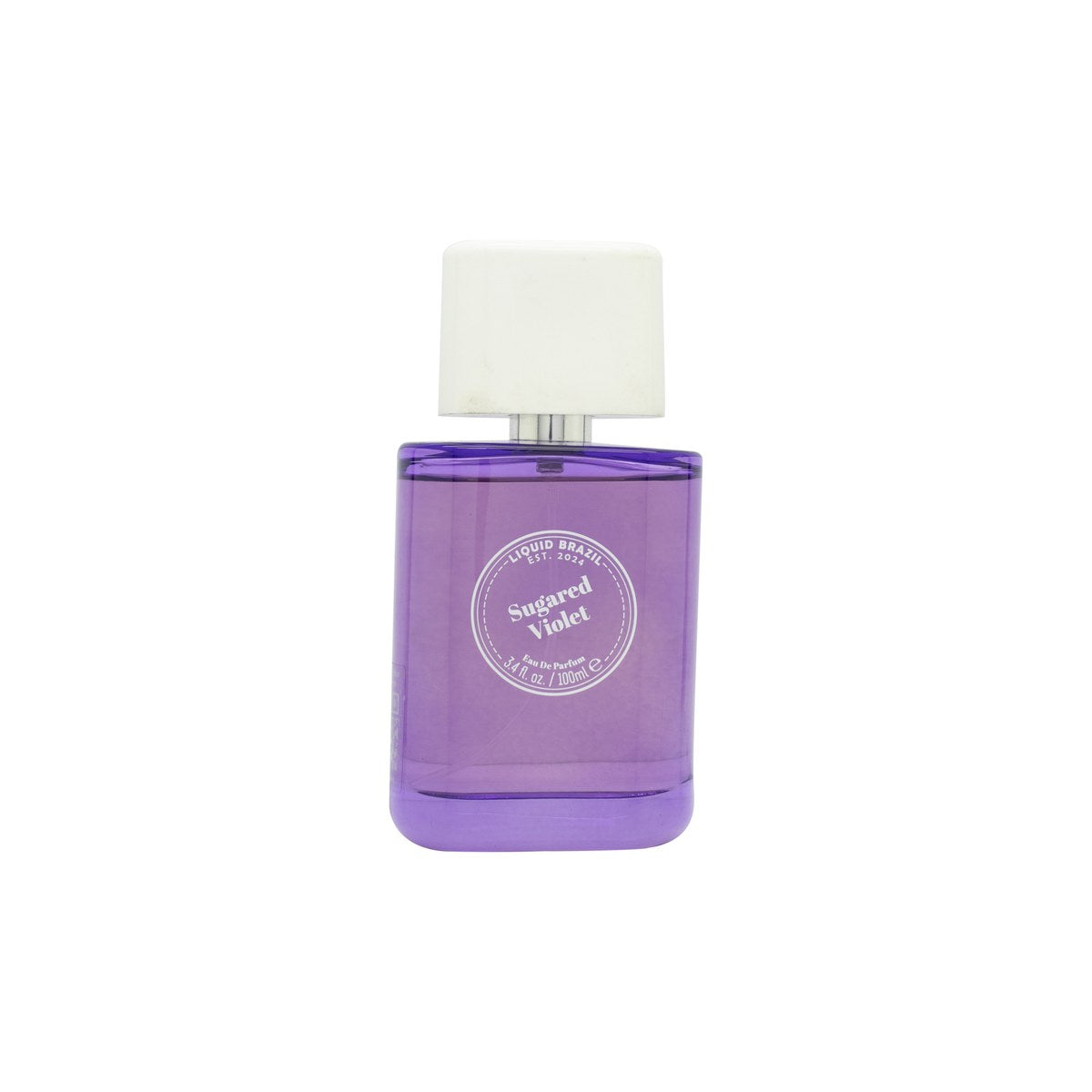 Liquid Brazil Sugared Violet Eau de Parfum 100 ml, klar glasflaske med violet væske og enkel spraytop