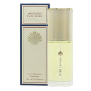 Estee Lauder White Linen Eau de Parfum 60ml fra Estée Lauder, klar rektangulær glasflaske med gulddetaljer og hvid emballage.