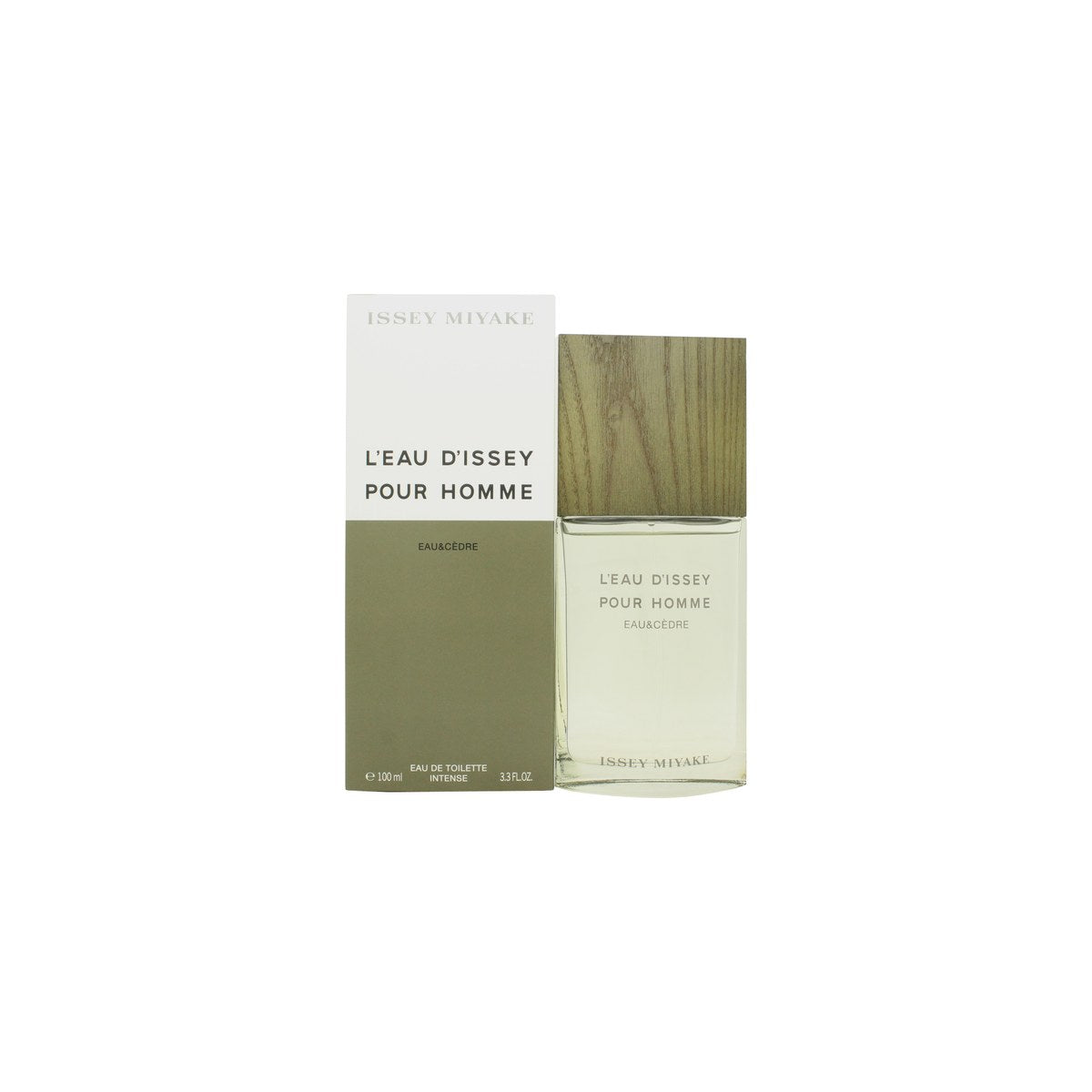 Issey Miyake L'Eau d'Issey Pour Homme Eau & Cèdre Eau de Toilette 100 ml i klar, konisk glasflaske med sølvgrå træhætte