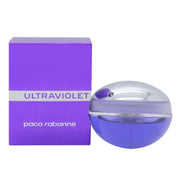 Paco Rabanne Ultraviolet Eau de Parfum, Paco Rabanne, 80 ml – lilla oval flakon i glas med sølvdetaljer og spraytop.
