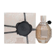 Viktor & Rolf Flowerbomb Frozen Flower Eau de Parfum 100 ml – facetslebet lyserød diamantformet flakon med sort segl