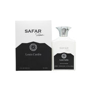 Louis Cardin Safar Silver Eau de Parfum 100 ml, Louis Cardin – sølvfarvet, firkantet flakon med metallisk finish og sort låg.