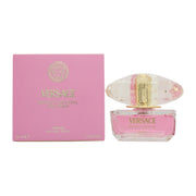 Versace Bright Crystal Parfum Eau De Parfum, Versace 50 ml klar glasflakon med lyserød væske og facetslebet krystalknop