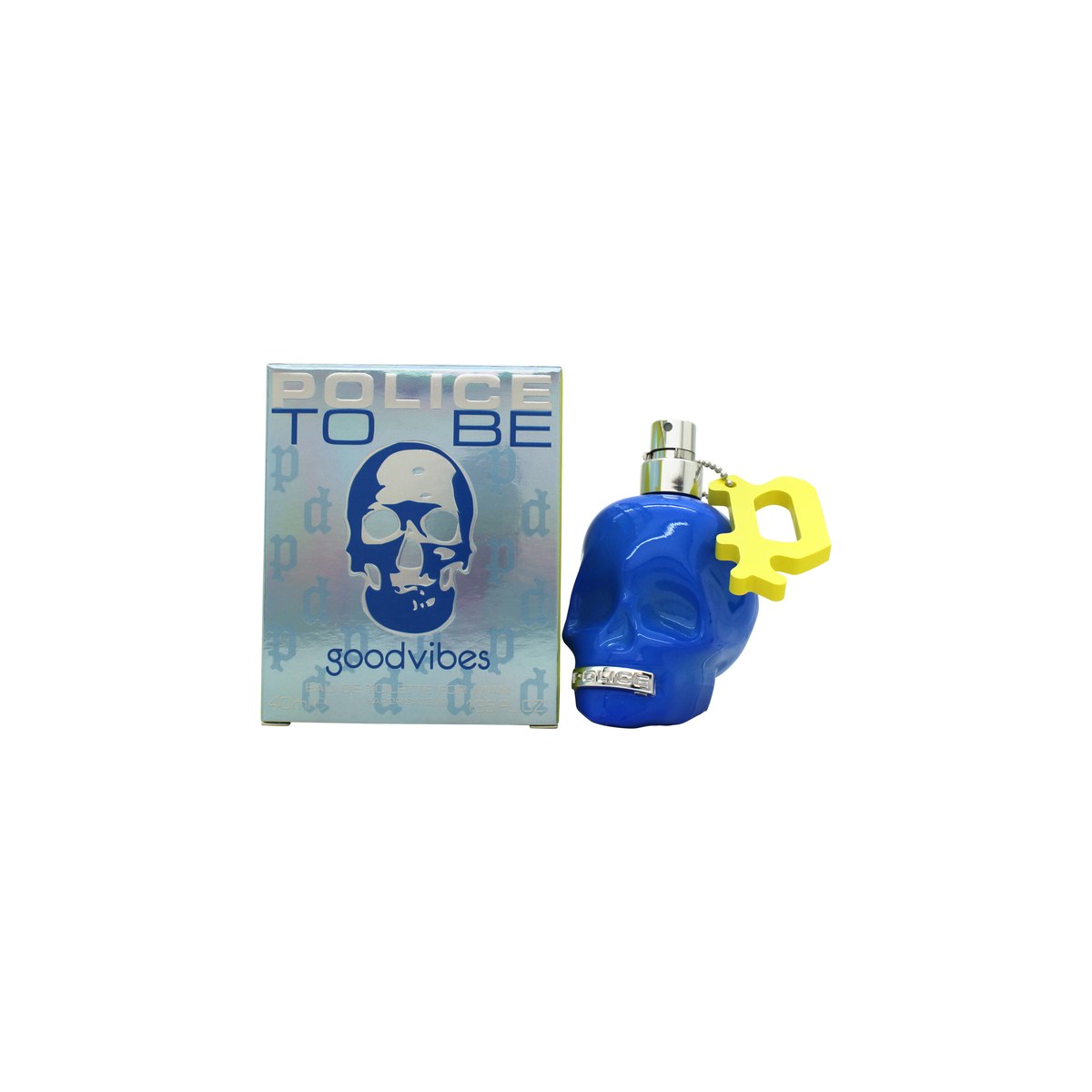 Police To Be Goodvibes For Him Eau de Toilette 40 ml fra Police – kranieformet flakon i gul-orange gradient med sort hætte