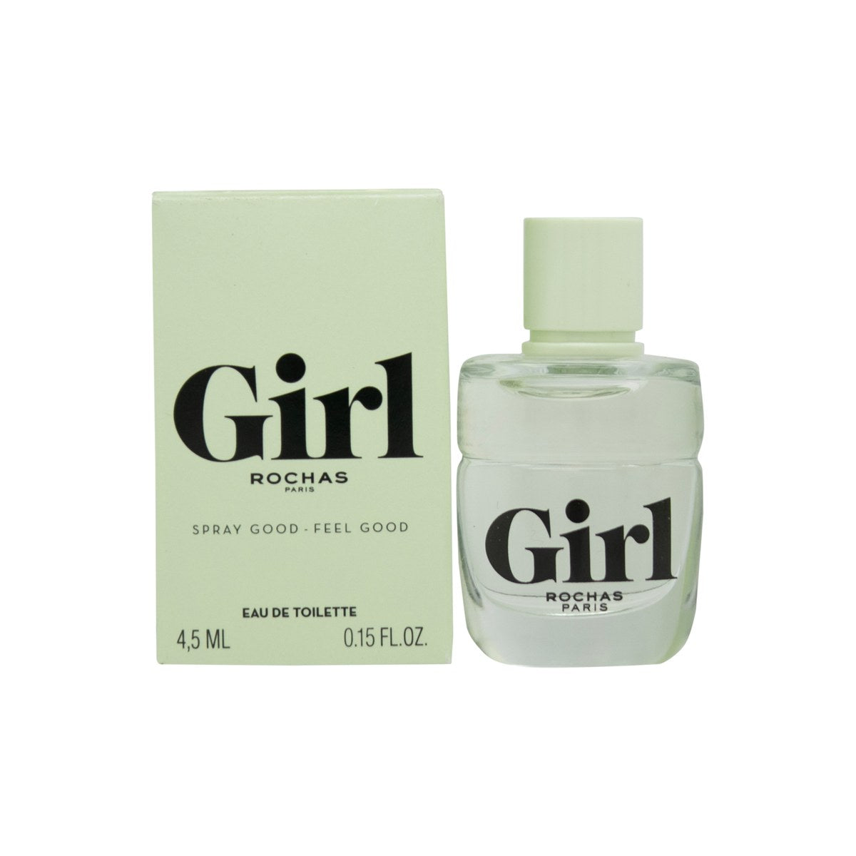 Rochas Girl Eau de Toilette 4.5ml Splash, Rochas 5 ml, klar mini flakon med lys rosa duft og sølvskruelåg