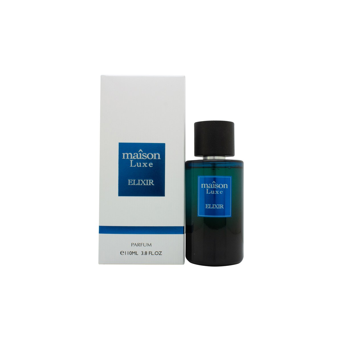Hamidi Maison Luxe Elixir Eau de Parfum 100 ml – Hamidi flakon i gyldent glas med sort låg og elegant, luksuriøst design