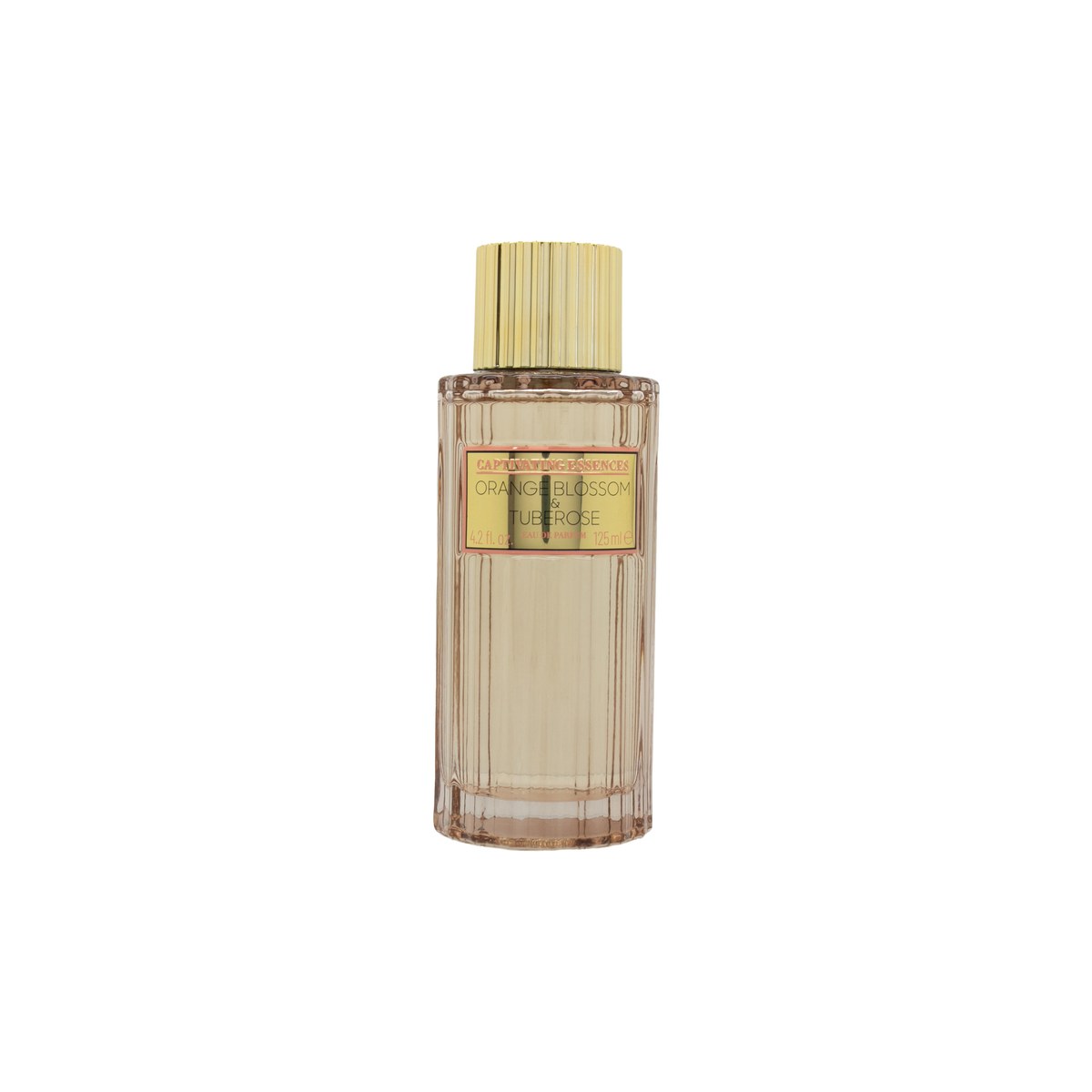 Captivating Essence Orange Blossom & Tuberose Eau de Parfum, Captivating Essence, 125 ml – klar glasflaske med gylden væske
