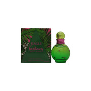 Britney Spears Jungle Fantasy Eau de Toilette 30 ml, Britney Spears – rund grøn flaske med pink låg og bladmønster.