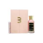 Bharara Rose Eau de Parfum 100ml Bharara Beauty 100 ml – klar glasflaske med lyserød tone, guldfarvet låg og feminint design
