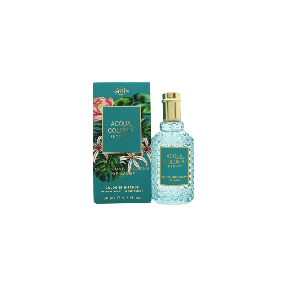 Mäurer & Wirtz 4711 Acqua Colonia Intense Refreshing Lagoons of Laos Eau de Cologne 50 ml flakon i klar glas turkis etiket