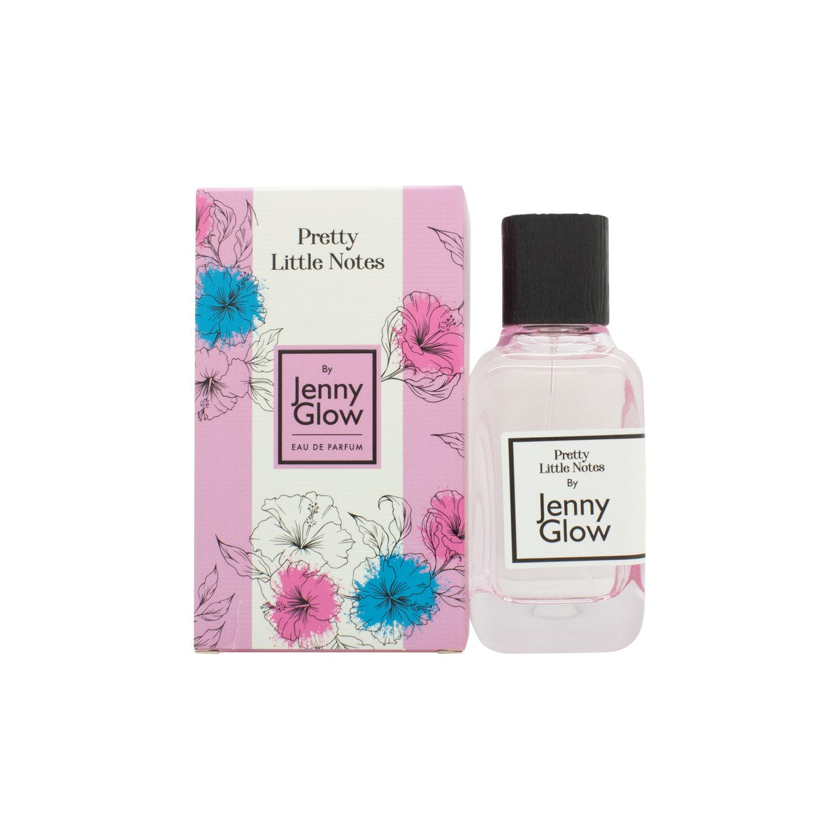 Jenny Glow Pretty Little Notes Eau De Parfum 100ml – klar rektangulær glasflakon med sølvlåg og enkel etiket