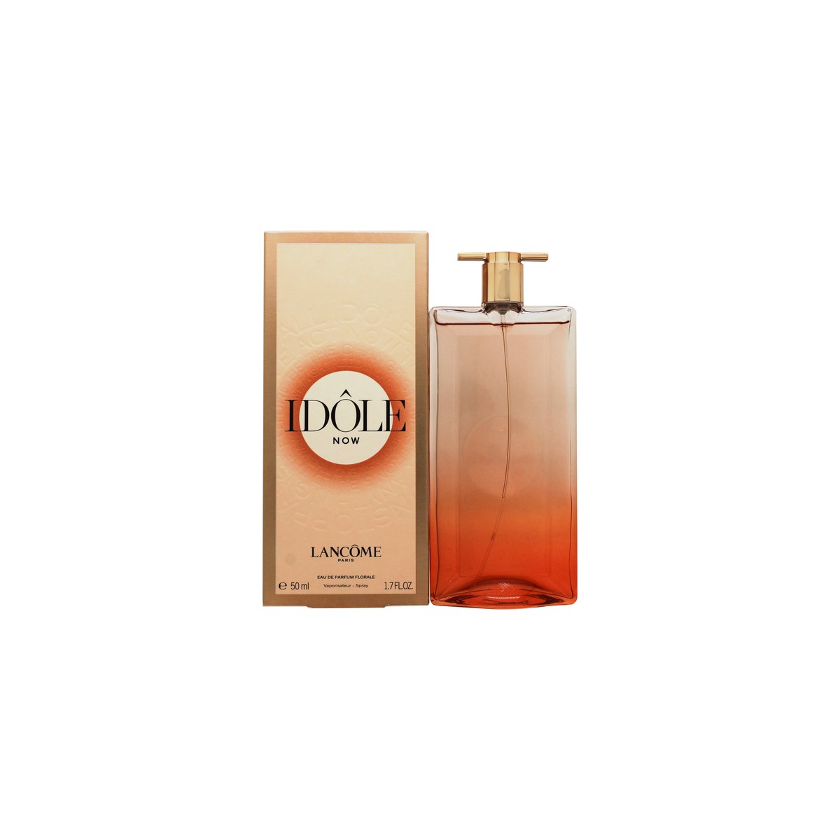 Lancôme Idôle Now Eau de Parfum 50 ml – slank, lyserød glasflaske med sort kant og holografisk logo