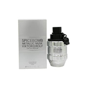 Viktor & Rolf Spicebomb Metallic Musk Eau de Parfum 50 ml – granatformet sølvflakon med metallisk finish og sort bånddetalje