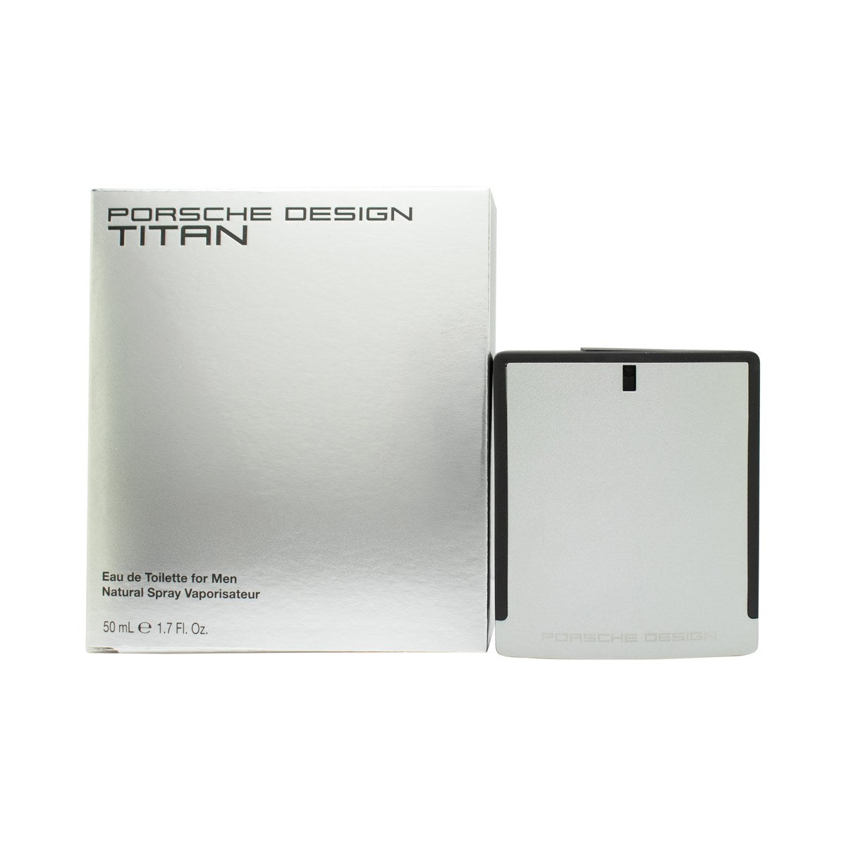 Porche Design Porche Titan Eau de Toilette 50 ml fra Porsche Design, cylindrisk sølvfarvet flakon i børstet metal med sort top