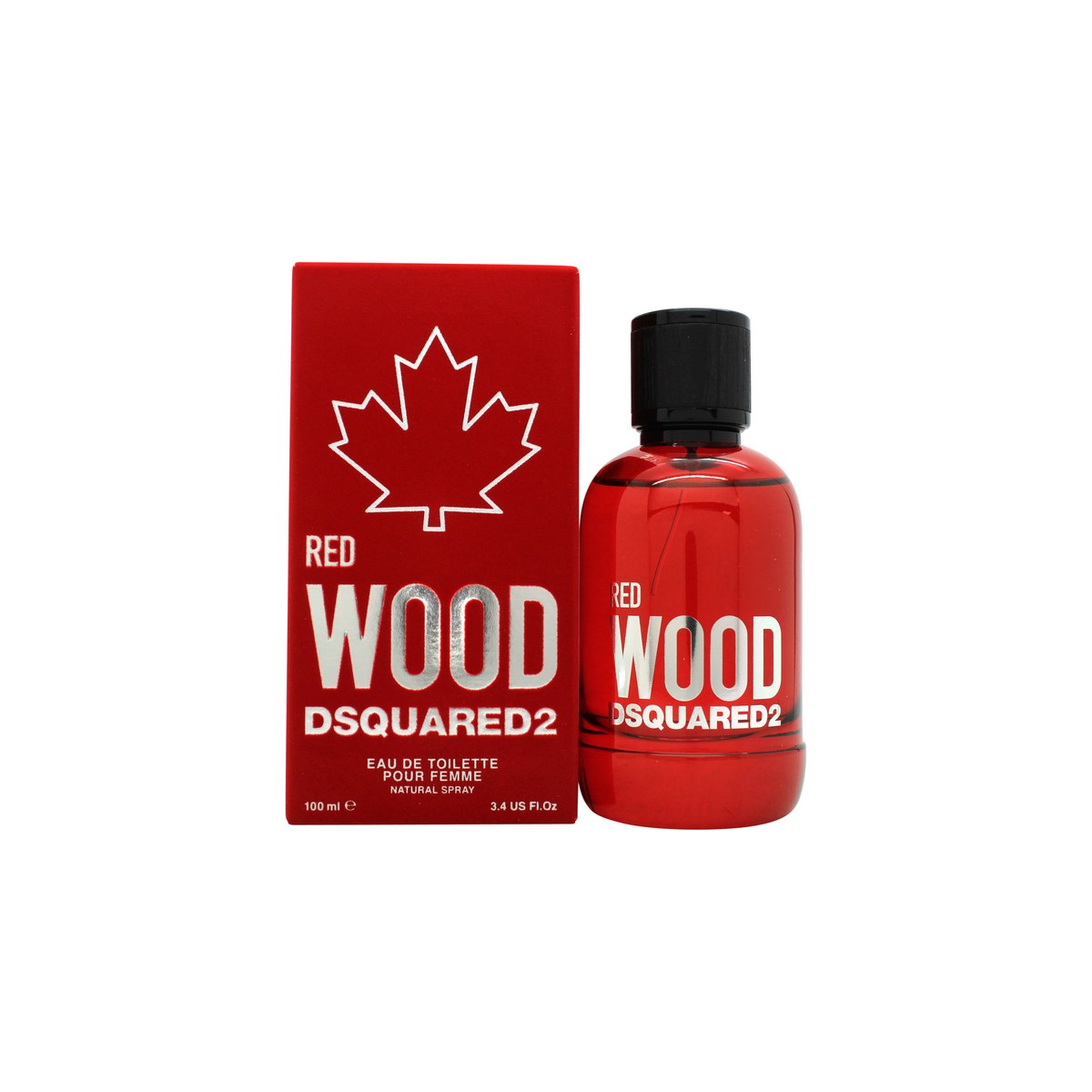 DSquared² Red Wood Eau de Toilette 100 ml, DSquared² – dybrød glasflaske med sølvprop og enkelt, moderne design
