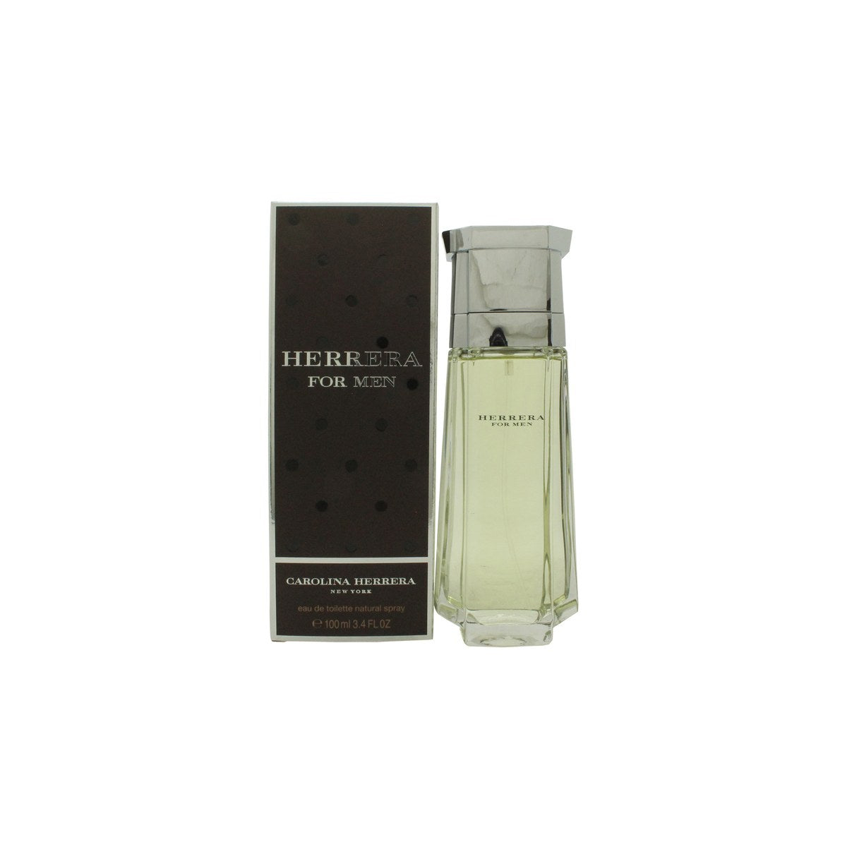 Herrera For Men Eau De Toilette Carolina Herrera 100 ml klar cylindrisk flaske med lodrette riller og sølvlåg