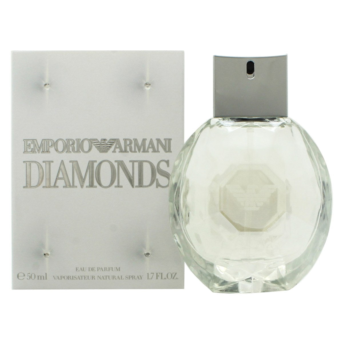Giorgio Armani Emporio Diamonds Eau de Parfum 50 ml, Giorgio Armani, diamantformet klar glasflaske med sølvkork