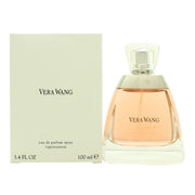 Vera Wang Eau de Parfum 100ml, Vera Wang 100 ml – klar, dråbeformet glasflakon med lys grøn duft og sølvfarvet låg.