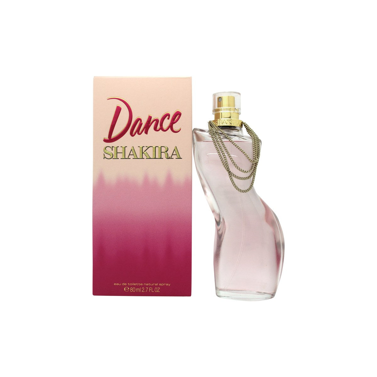 Shakira Dance Eau de Toilette 80 ml fra Shakira, rund lyserød flakon med sort låg og facetteret glasdesign