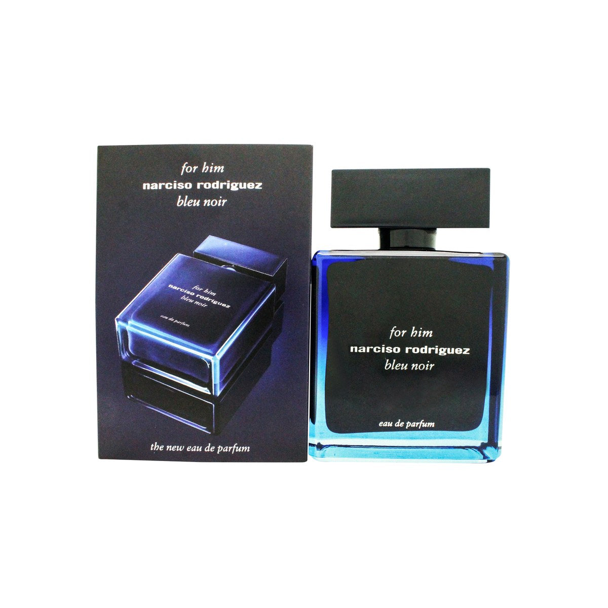 Narciso Rodriguez Bleu Noir Eau de Parfum 100 ml fra Narciso Rodriguez i mørkeblå glasflaske med sort låg og minimalistisk design