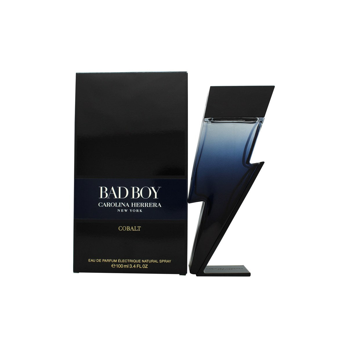 Bad Boy Cobalt Eau De Parfum, Carolina Herrera 100 ml – kobaltblå lynformet flakon med gradientfinish i metal